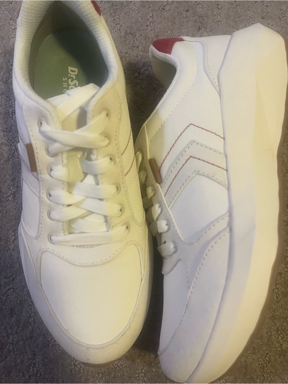 Dr. Scholl's White Sneakers with Red Heel Accent